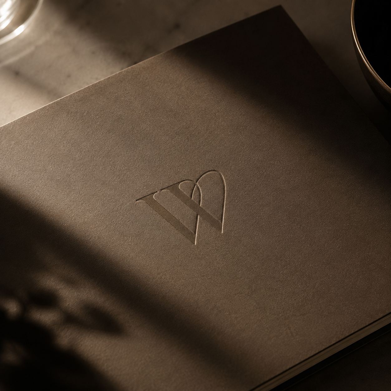 Vera & Vale · private investigator monogram embossed on a dark case file cover including their intelligence-led investigation notes
